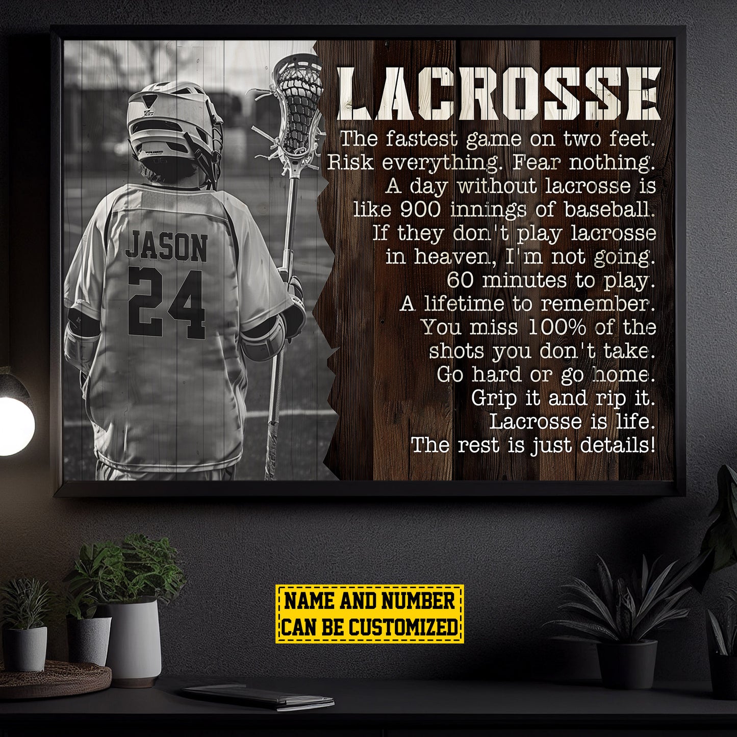 Personalized Motivational Lacrosse Canvas Painting, Lacrosse Is Life, Sports Quotes Wall Art Decor, Poster Gift For Lacrosse Lovers, Lacrosse Boys