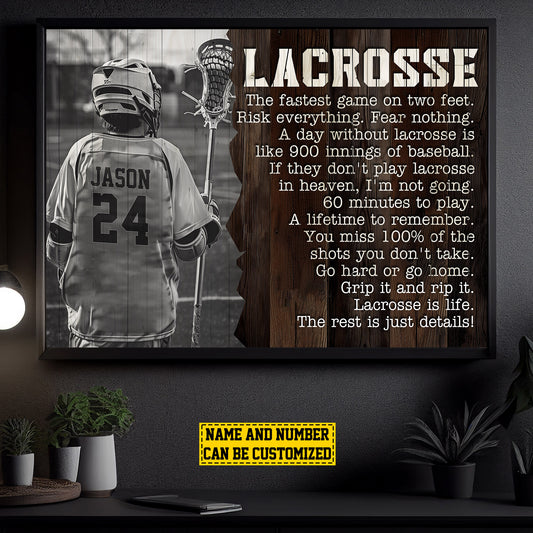 Personalized Motivational Lacrosse Canvas Painting, Lacrosse Is Life, Sports Quotes Wall Art Decor, Poster Gift For Lacrosse Lovers, Lacrosse Boys