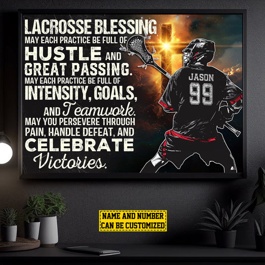 Personalized Motivational Lacrosse Canvas Painting, Lacrosse Blessing, Sports Quotes Wall Art Decor, Poster Gift For Lacrosse Lovers, Lacrosse Boys