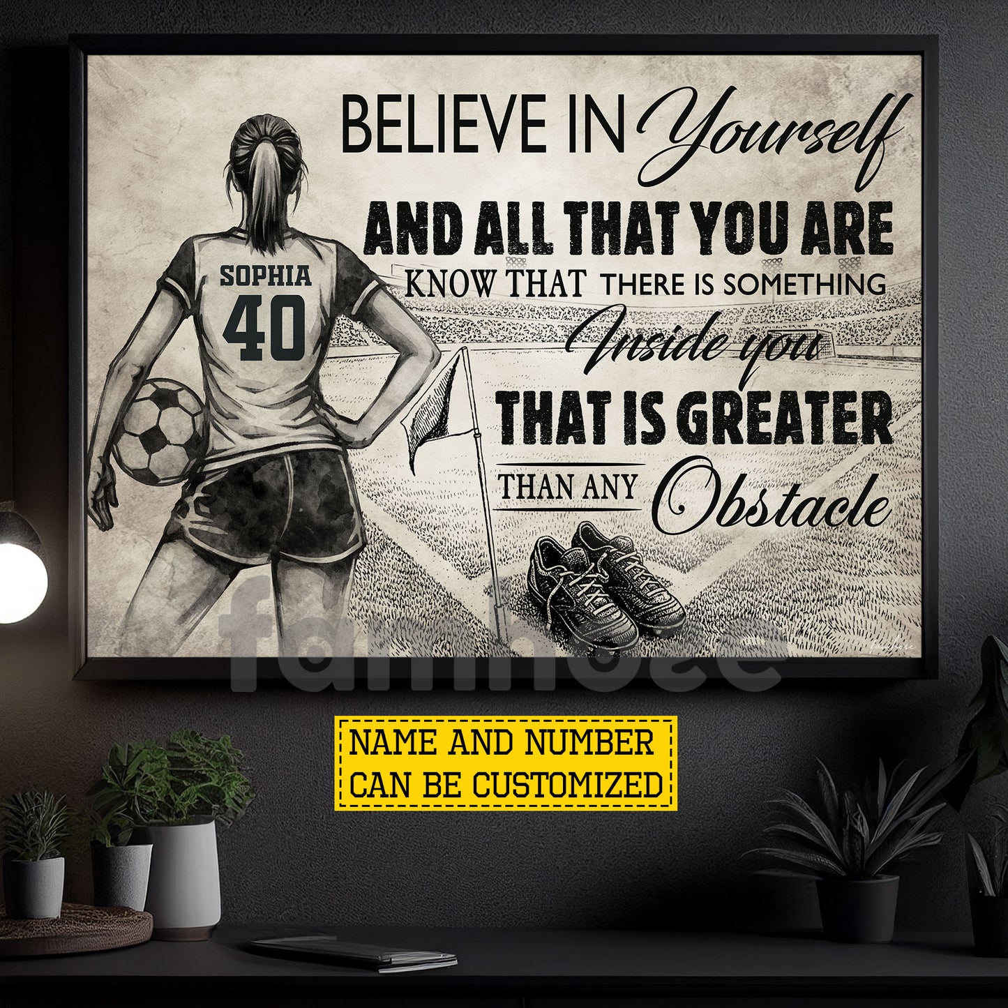Personalized Soccer Girl Canvas Painting, Believe In Yourself And All That You Are Wall Art Decor, Poster Gift For Soccer Lovers