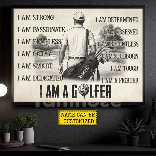 Personalized Golf Man Canvas Painting, I Am A Golfer Sport Wall Art Decor, Poster Gift For Golf Lover