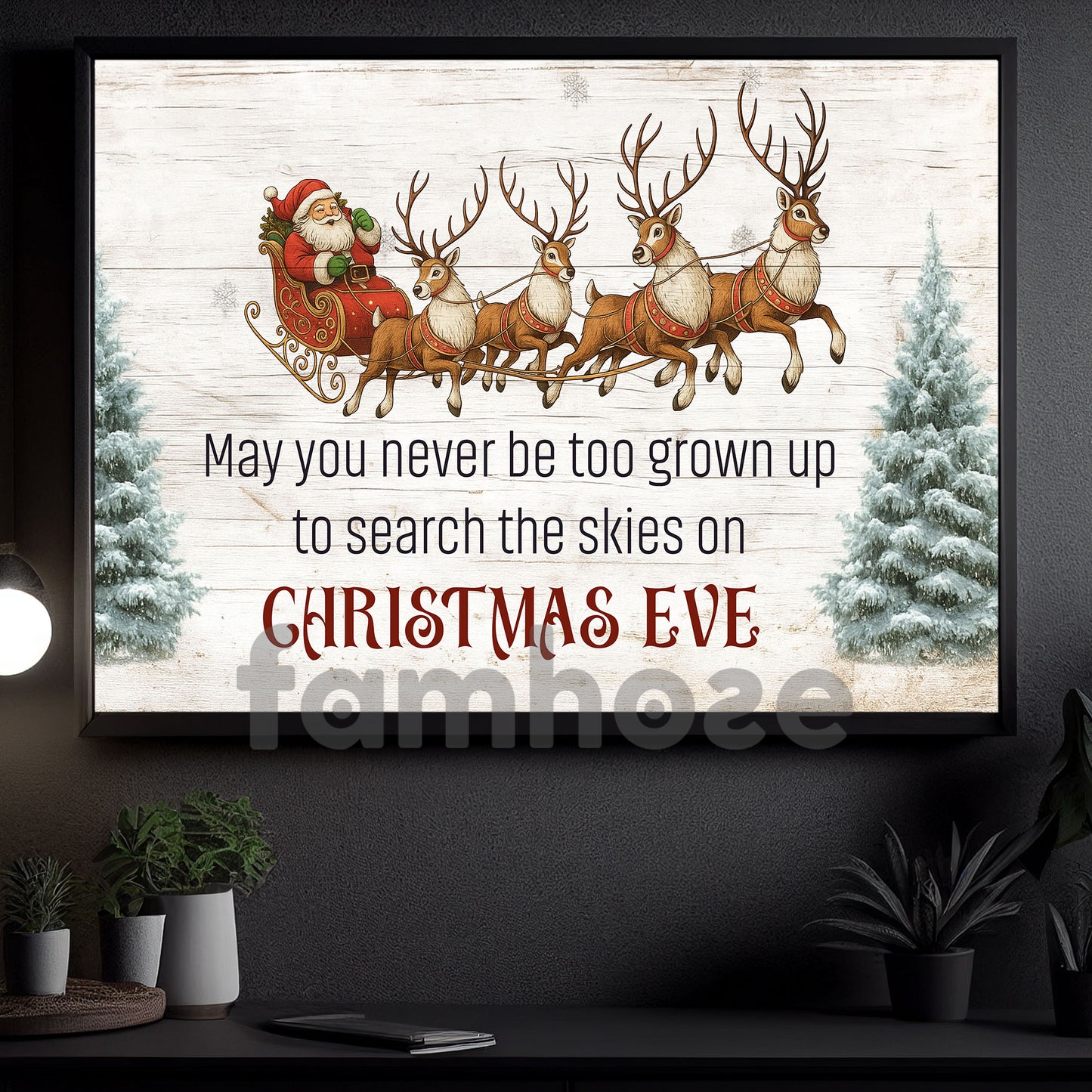 Christmas Quote Canvas Painting, May You Never Be Too Grown Up Wall Art Decor, Poster Gift To Decor House Or Office