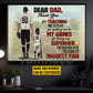 Motivational Personalized Softball Dad Daughter Canvas Painting, Dear Dad Thank You Wall Art Decor, Poster Father's Day Gift For Softball Lovers