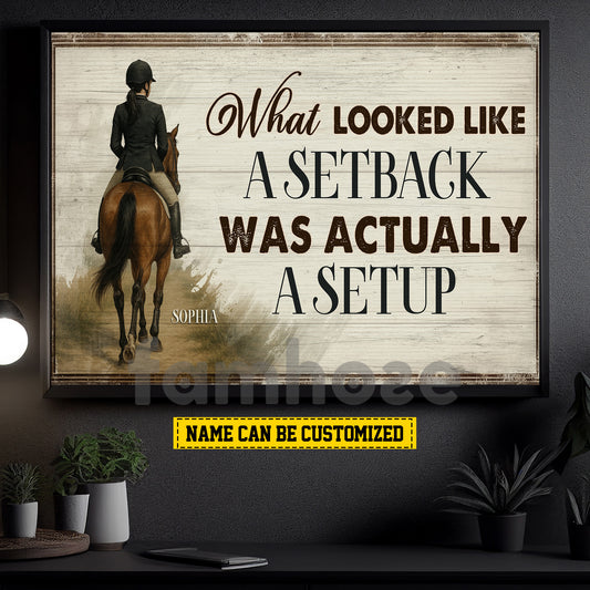 Personalized Horse Girl Riding Canvas Painting, What Looked Like A Setback Wall Art Decor, Poster Gift For Horse Girl