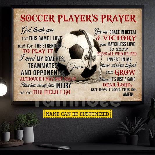 Personalized Soccer God Canvas Painting, Soccer Player's Prayer Sport Wall Art Decor, Poster Gift For Soccer Lover