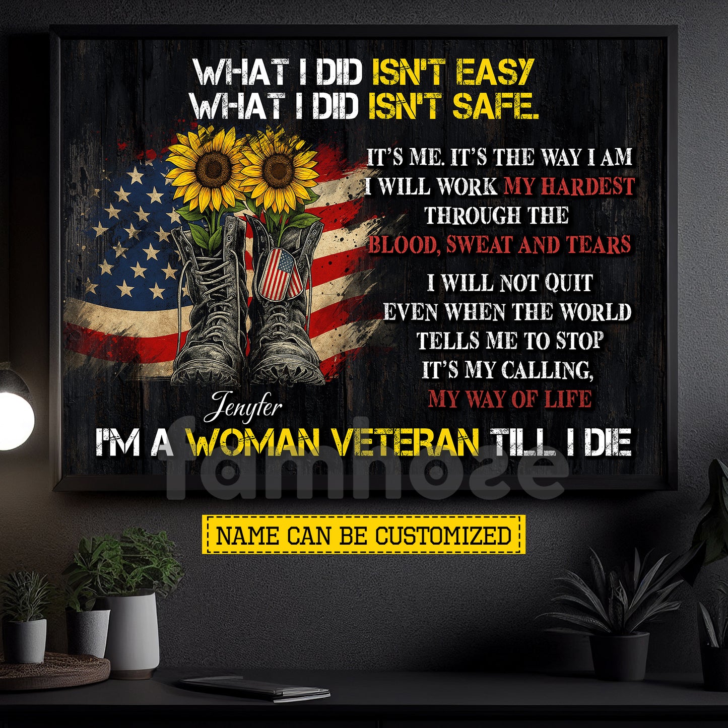 Personalized Women Veterans Canvas Painting, I'm A Woman Veteran Till I Die Wall Art Decor, Poster Gift For Former Soldiers