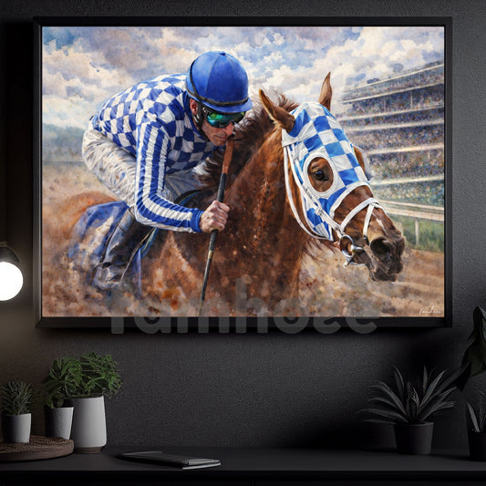 Secretariat Canvas Painting, 1973 Triple Crown Champion Wall Art Decor, Poster Gift For Horse Racing Lovers