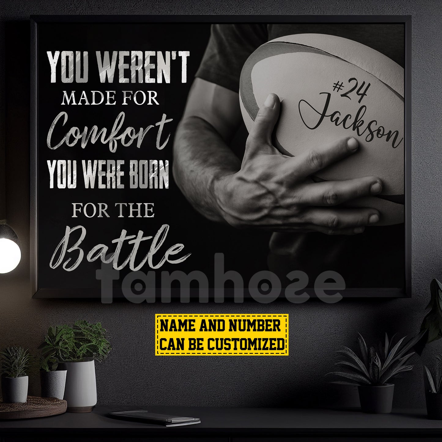Motivational Personalized Rugby Man Canvas Painting, You Were Born For The Battle Wall Art Decor, Poster Gift For Rugby Lovers
