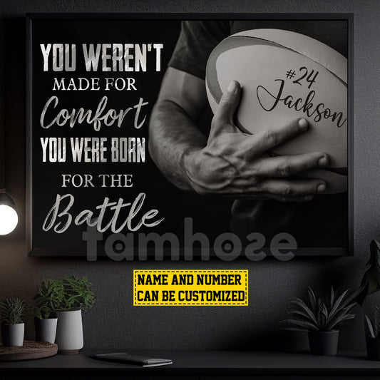 Motivational Personalized Rugby Man Canvas Painting, You Were Born For The Battle Wall Art Decor, Poster Gift For Rugby Lovers