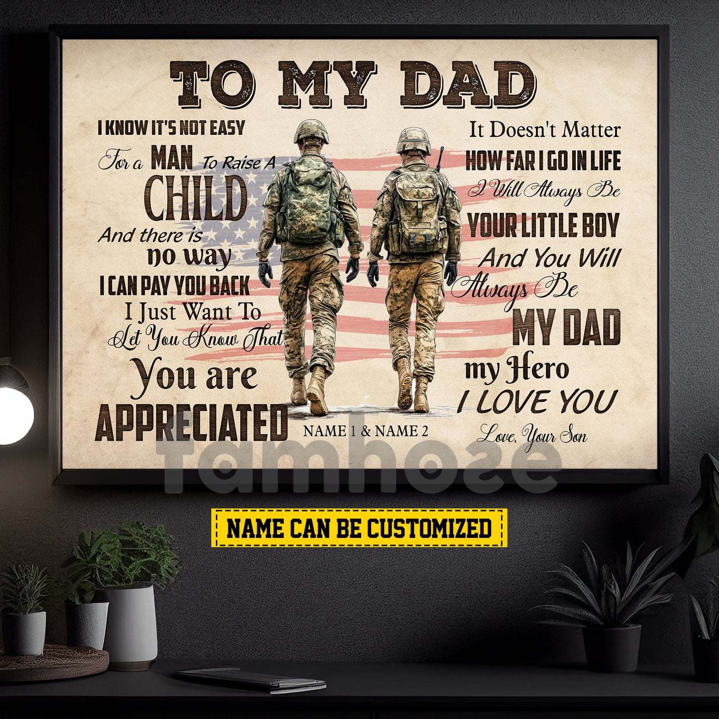 Personalized Army Dad Son Canvas Painting, To My Dad You Are Appreciated Wall Art Decor, Poster Father's Day Gift For Army Lovers