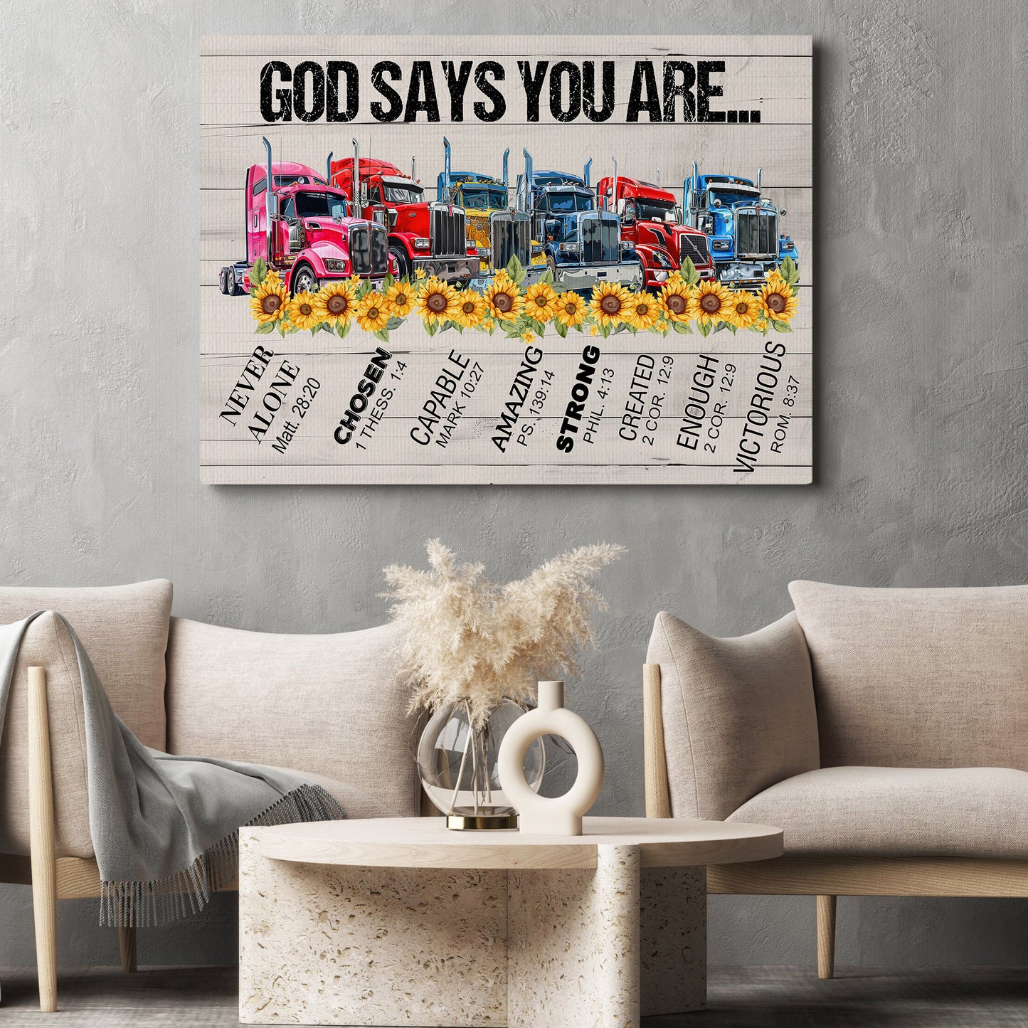 Interesting Trucker Canvas Painting, God Says You Are Wall Art Decor, Poster Gift For Truck Drivers