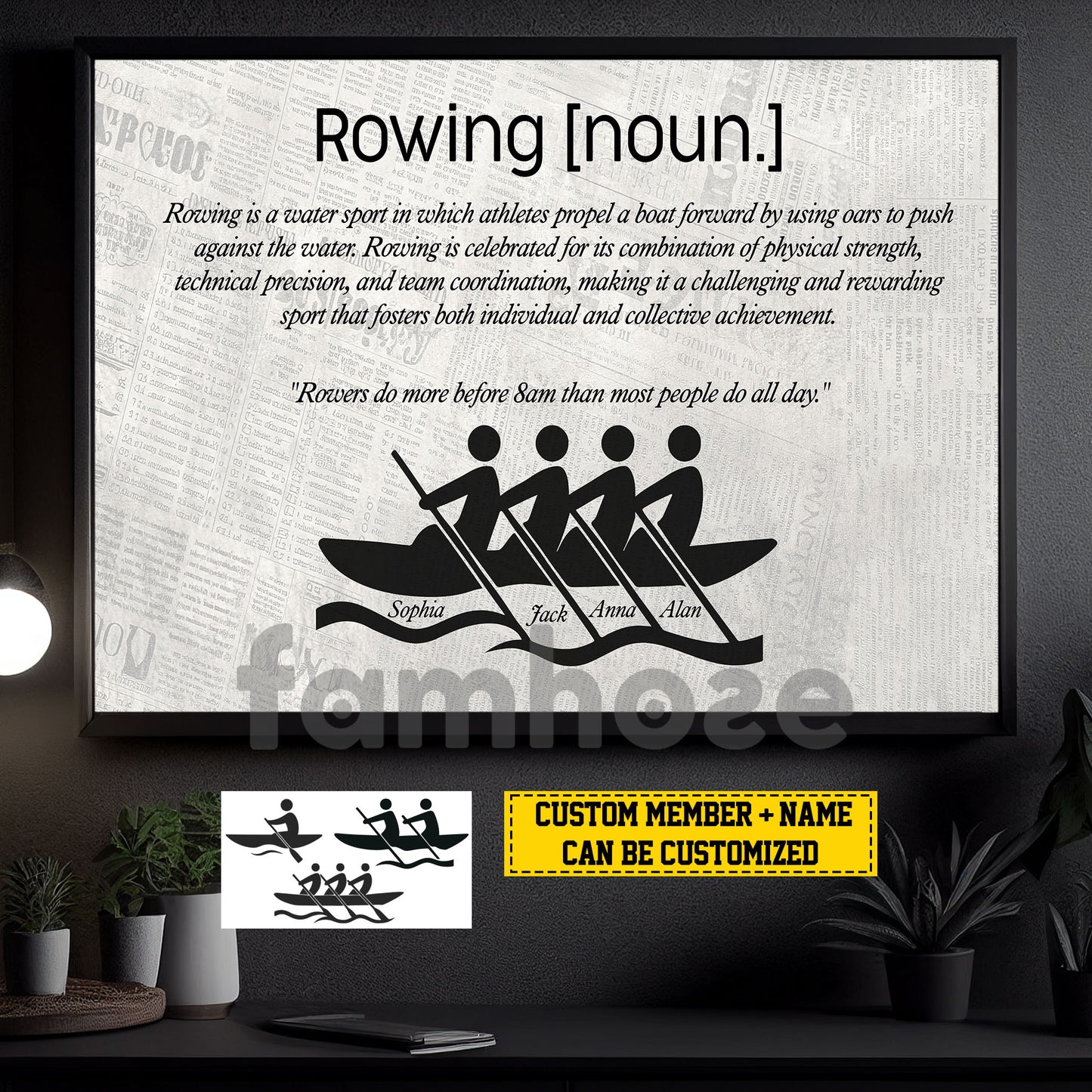 Personalized Rowing Canvas Painting, Rowing Is A Water Sport Wall Art Decor, Poster Gift For Rowing Lover