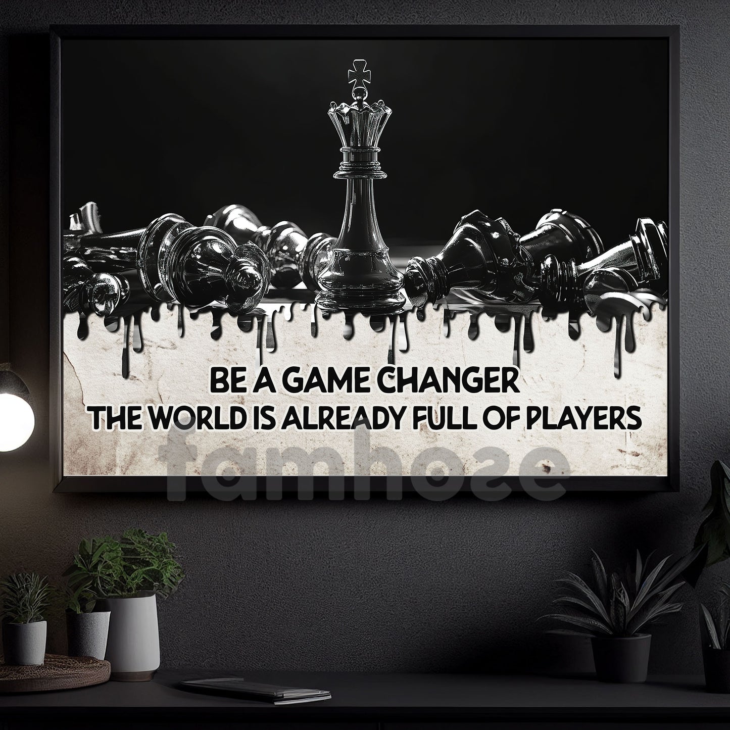 Be A Game Changer The World, Motivational Chess Wall Art Decor, Inspirational Canvas Painting, Poster Gift for Decoring Office, Living Room, or Workspace