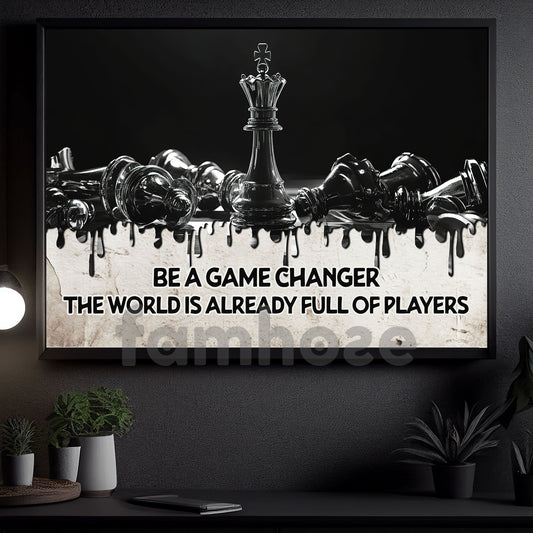 Be A Game Changer The World, Motivational Chess Wall Art Decor, Inspirational Canvas Painting, Poster Gift for Decoring Office, Living Room, or Workspace