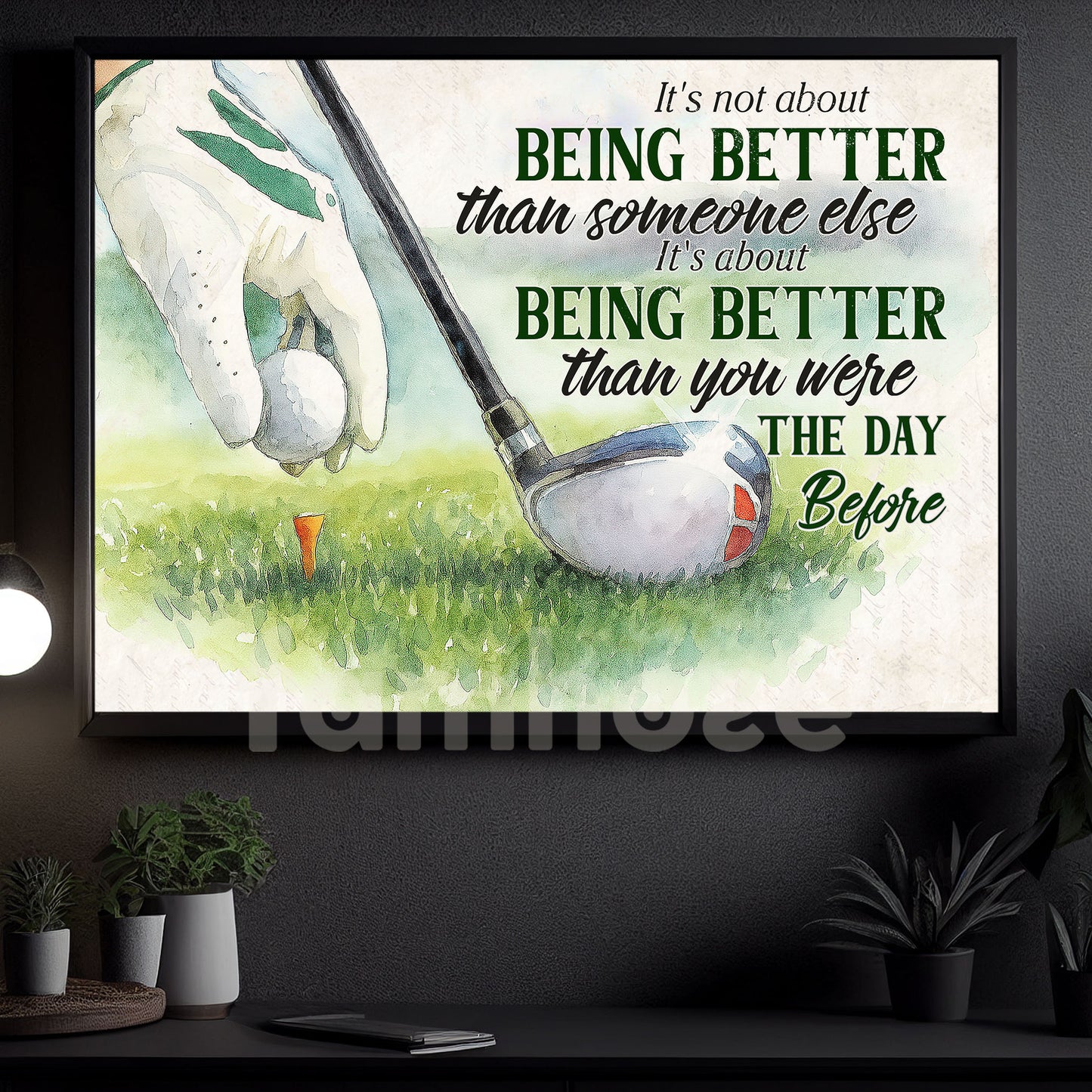 Motivational Golf Canvas Painting, It's Not About Being Better Than Someone Else Sport Wall Art Decor, Poster Gift For Golf Lover
