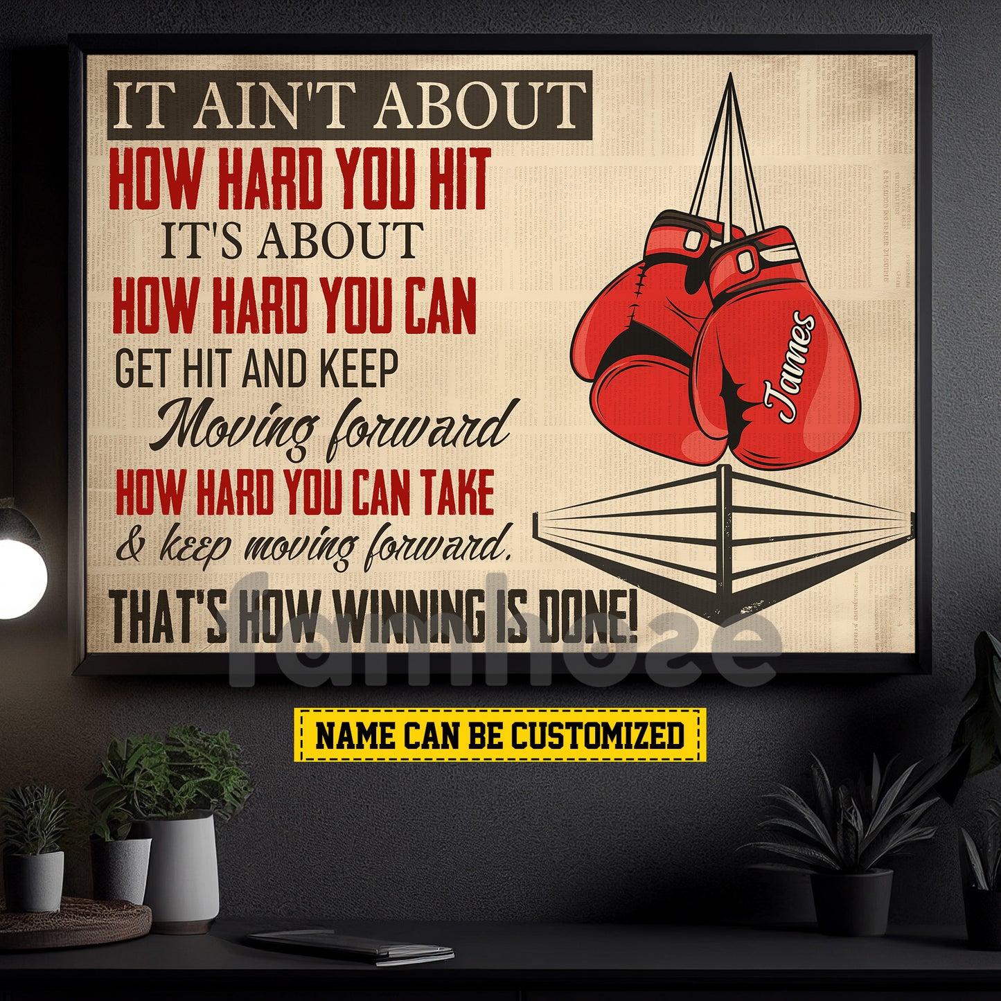 Personalized Boxing Canvas Painting, It Ain't About How Hard You Hit Sport Wall Art Decor, Poster Gift For Boxing Lover