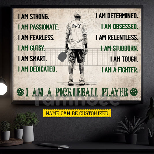 Personalized Pickleball Boy Canvas Painting, I Am A Pickleball Player Sport Wall Art Decor, Poster Gift For Pickleball Lover