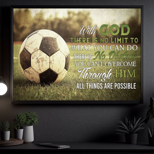 Motivational Soccer Canvas Painting, There Is No Limit Sport Wall Art Decor, Poster Gift For Soccer Lovers