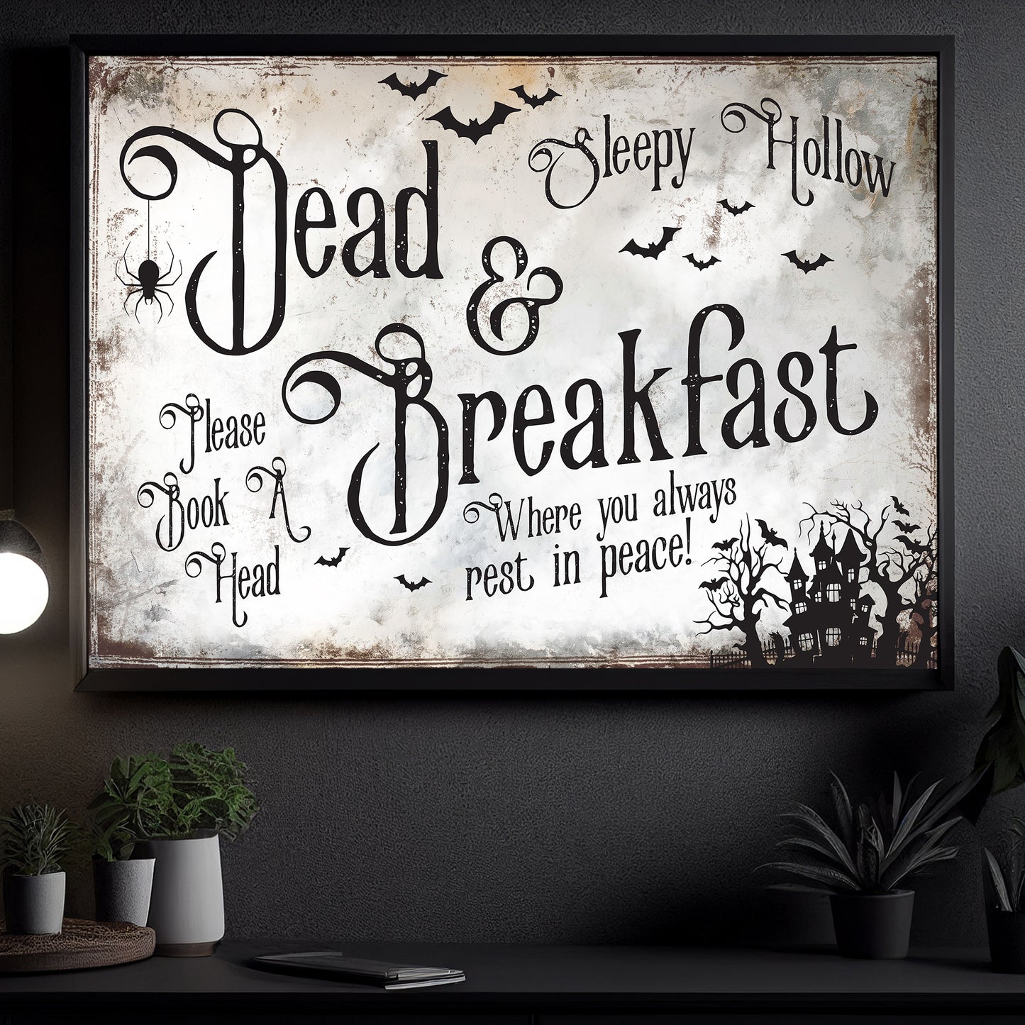 Dead Breakfast Sleepy Hollow, Halloween Canvas Painting, Spooky Season Wall Art Decor, Halloween Poster Gift