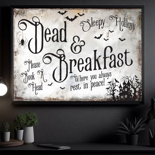 Dead Breakfast Sleepy Hollow, Halloween Canvas Painting, Spooky Season Wall Art Decor, Halloween Poster Gift