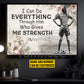 Personalized Soccer Girl Canvas Painting, I Can Do Everything Through Him Who Gives Me Strength Sport Wall Art Decor, Poster Gift For Soccer Lovers, Soccer Players