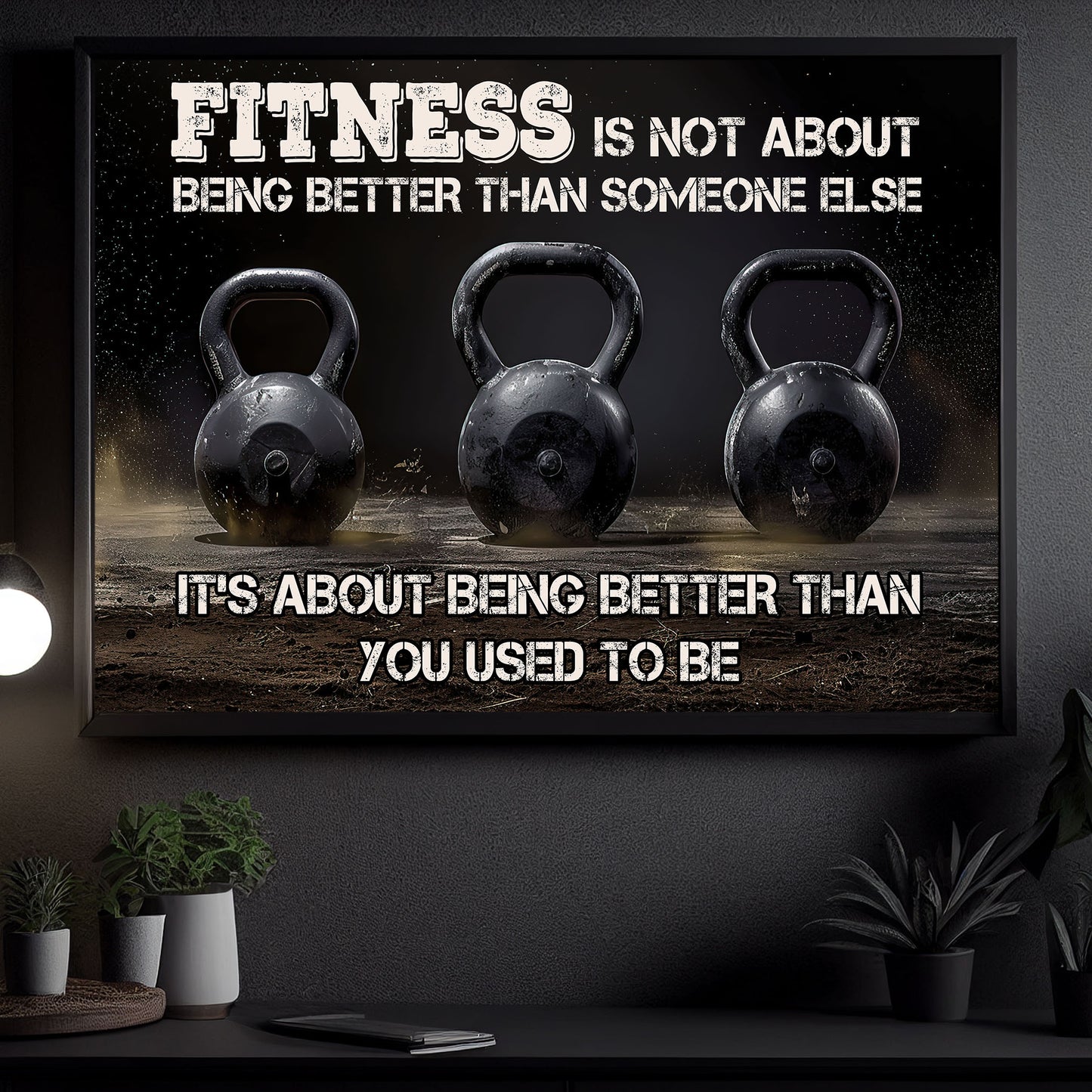 Gym Canvas Painting, Fitness Is Not About Being Better Than Someone Else, Motivational Fitness Quotes Wall Art Decor, Ideal Poster Gift For Sports Enthusiasts