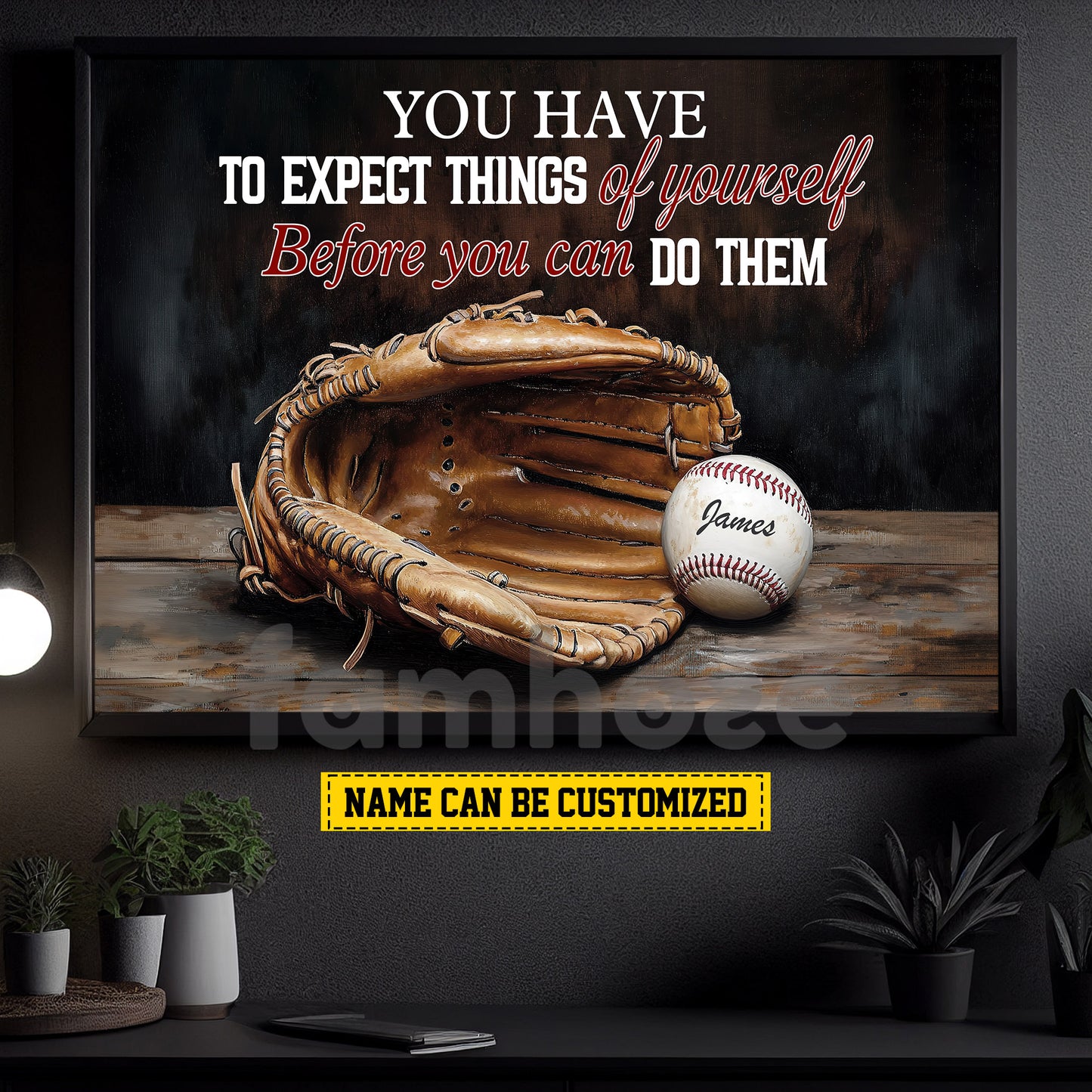 Personalized Baseball Canvas Painting, You Have To Expect Things Of Yourself Sport Wall Art Decor, Poster Gift For Baseball Lovers