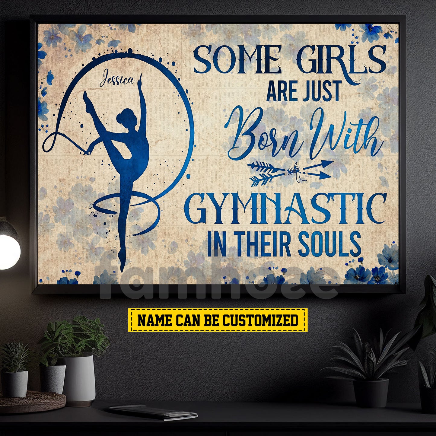 Personalized Gymnastic Woman Canvas Painting, Some Girls Are Just Born With Gymnastic In Their Souls Wall Art Decor, Poster Gift For Gymnastics Lovers