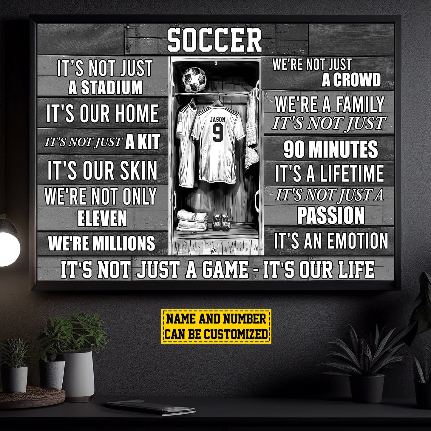 Personalized Motivational Soccer Canvas Painting, It's Not Just A Game, Sports Quotes Wall Art Decor, Poster Gift For Soccer Lovers