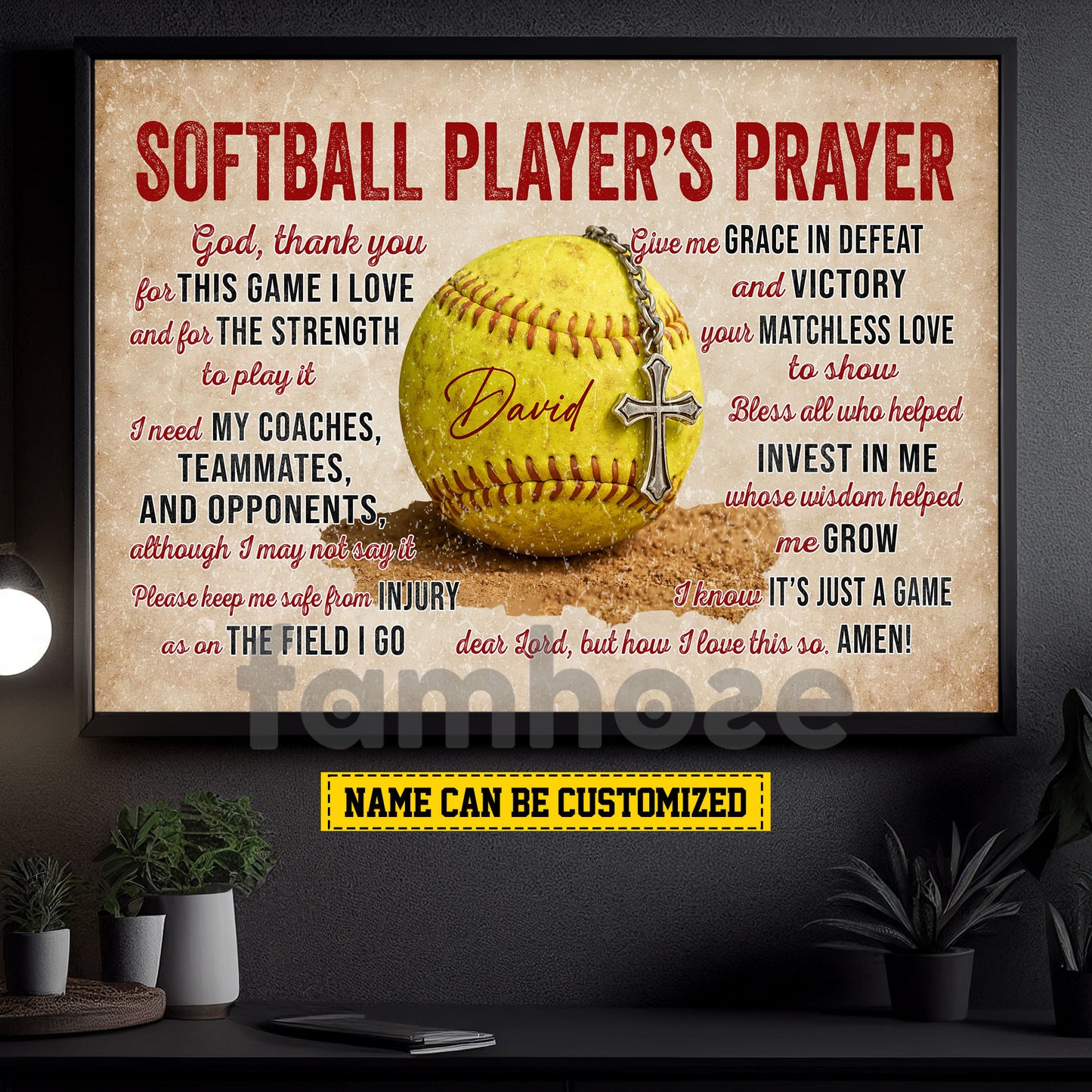 Personalized Softball God Canvas Painting, Softball Player's Prayer Sport Wall Art Decor, Poster Gift For Softball Lovers, God Lovers