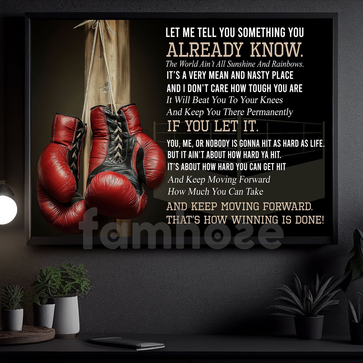 Boxing Canvas Painting, Keep Moving Forward That's How Winning Is Done Sport Wall Art Decor, Poster Gift For Boxing Lover