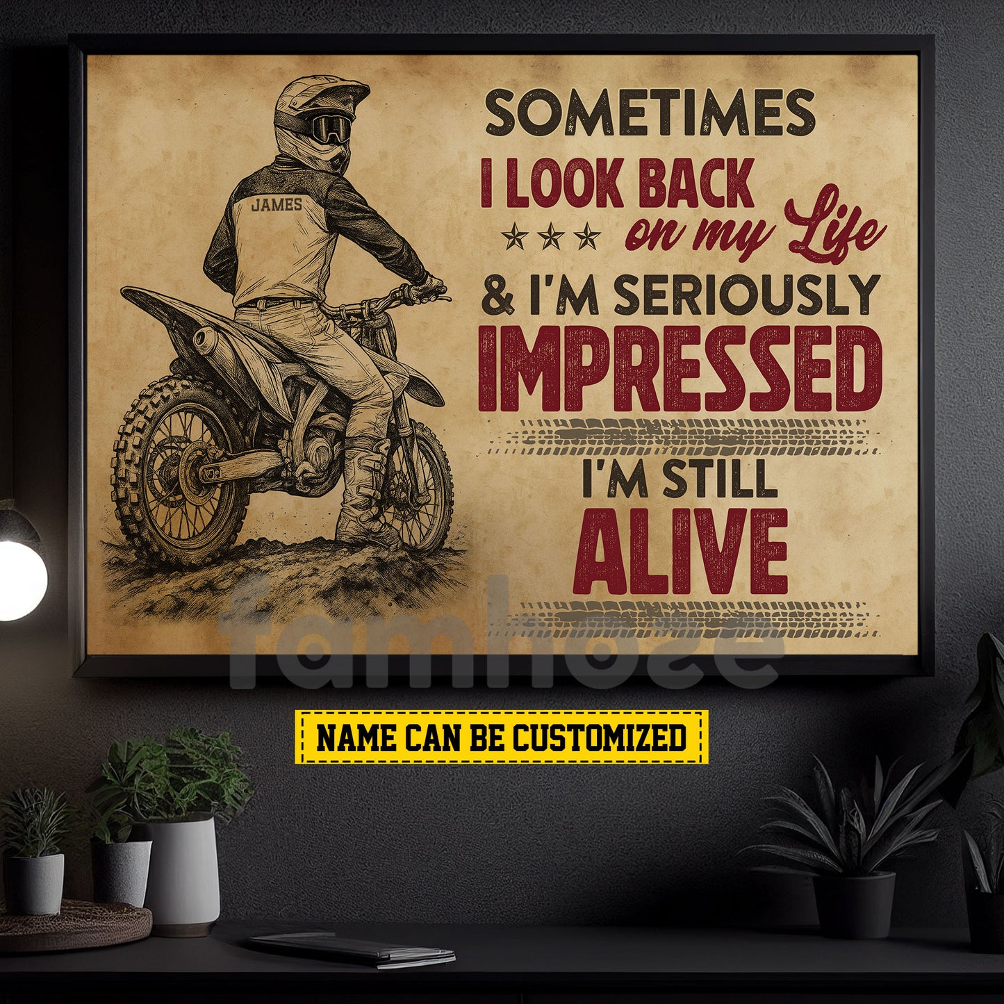 Funny Personalized Dirt Bike Boy Canvas Painting, I'm Still Alive Wall Art Decor, Poster Gift For Motocross Lovers