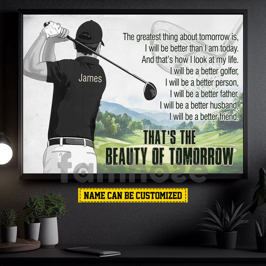 Personalized Golf Man Canvas Painting, That's The Beauty Of Tomorrow Wall Art Decor, Poster Gift For Golf Lovers