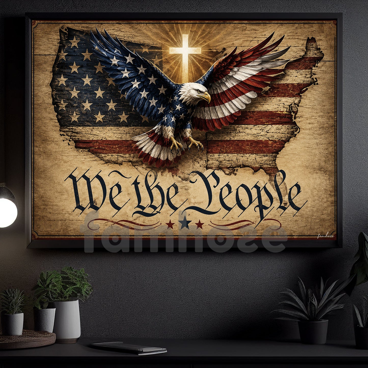 July 4th Canvas Painting, We The People Wall Art Decor, Independence Day Poster Gift For American Lover