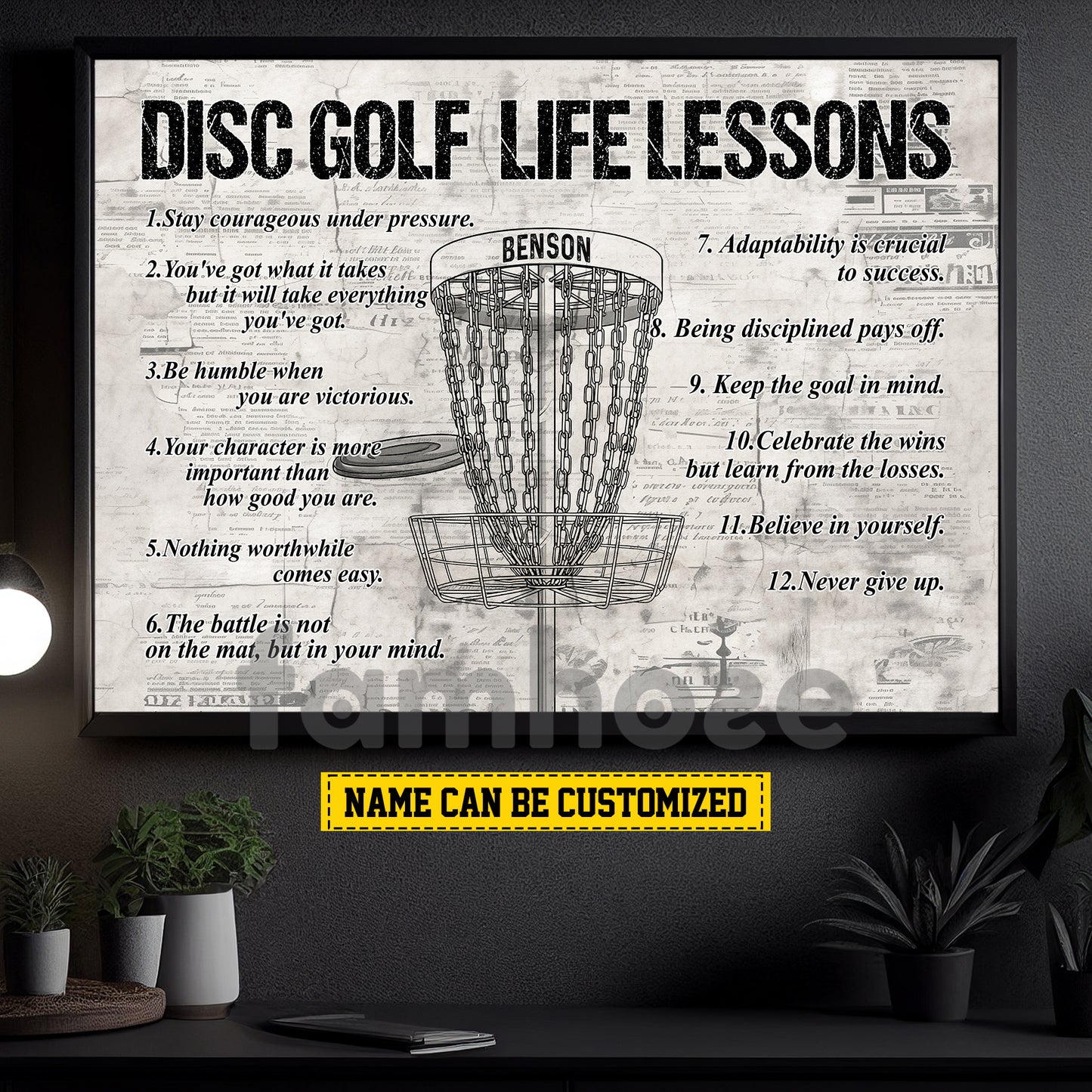 Motivational Personalized Disc Golf Canvas Painting, Disc Golf Life Lessons Sport Wall Art Decor, Poster Gift For Disc Golf Lovers