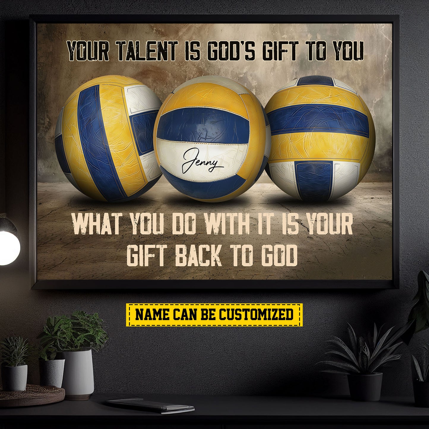 Personalized Volleyball Canvas Painting, Your Talent Is God's Gift To You, Sports Quotes Wall Art Decor, Poster Gift For Volleyball Lovers, Volleyball Players