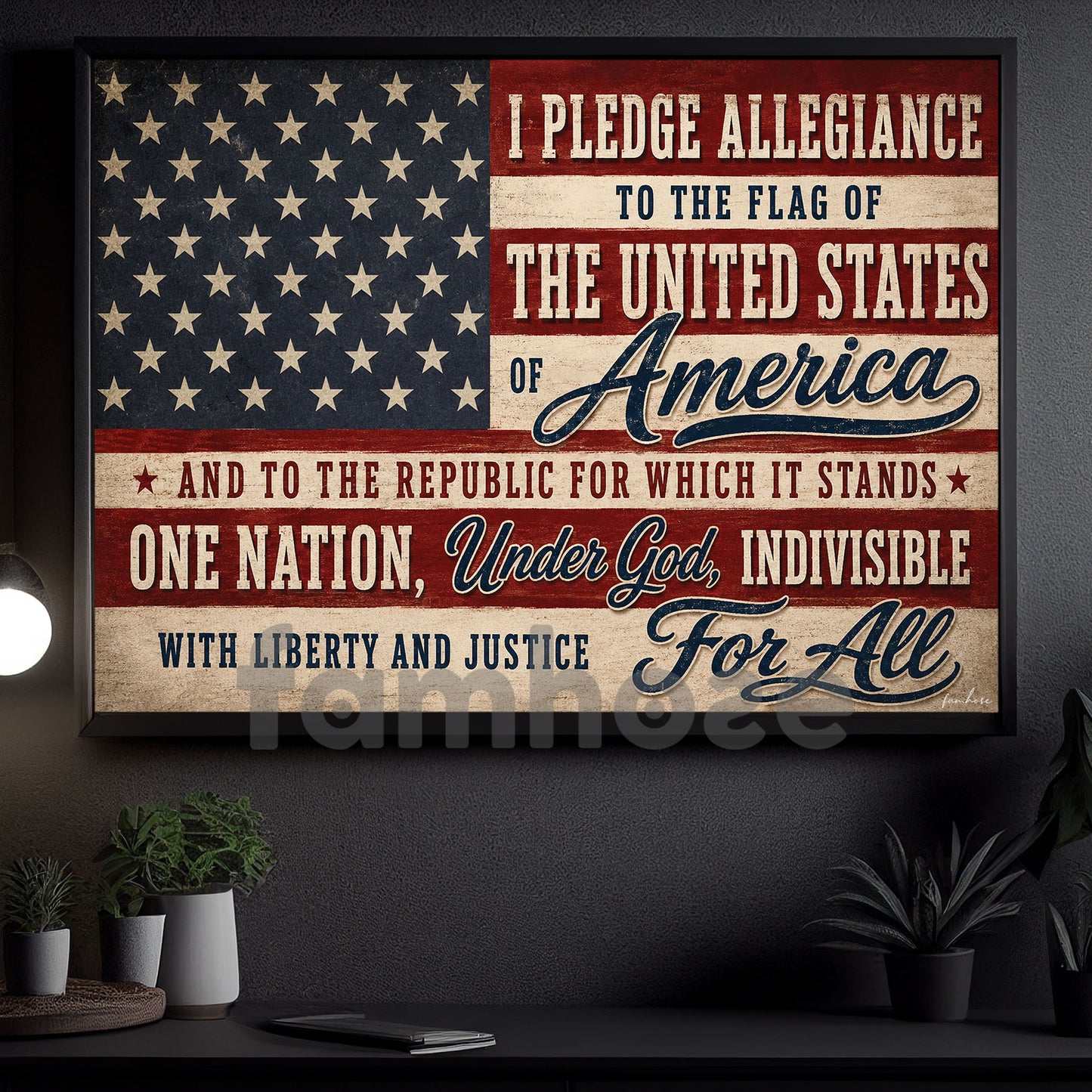 July 4th Canvas Painting, One Nation Under God Wall Art Decor, Independence Day Poster Gift For Christian