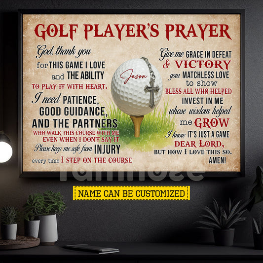 Personalized Golf God Canvas Painting, Golf Player's Prayer Sport Wall Art Decor, Poster Gift For Golf Lover