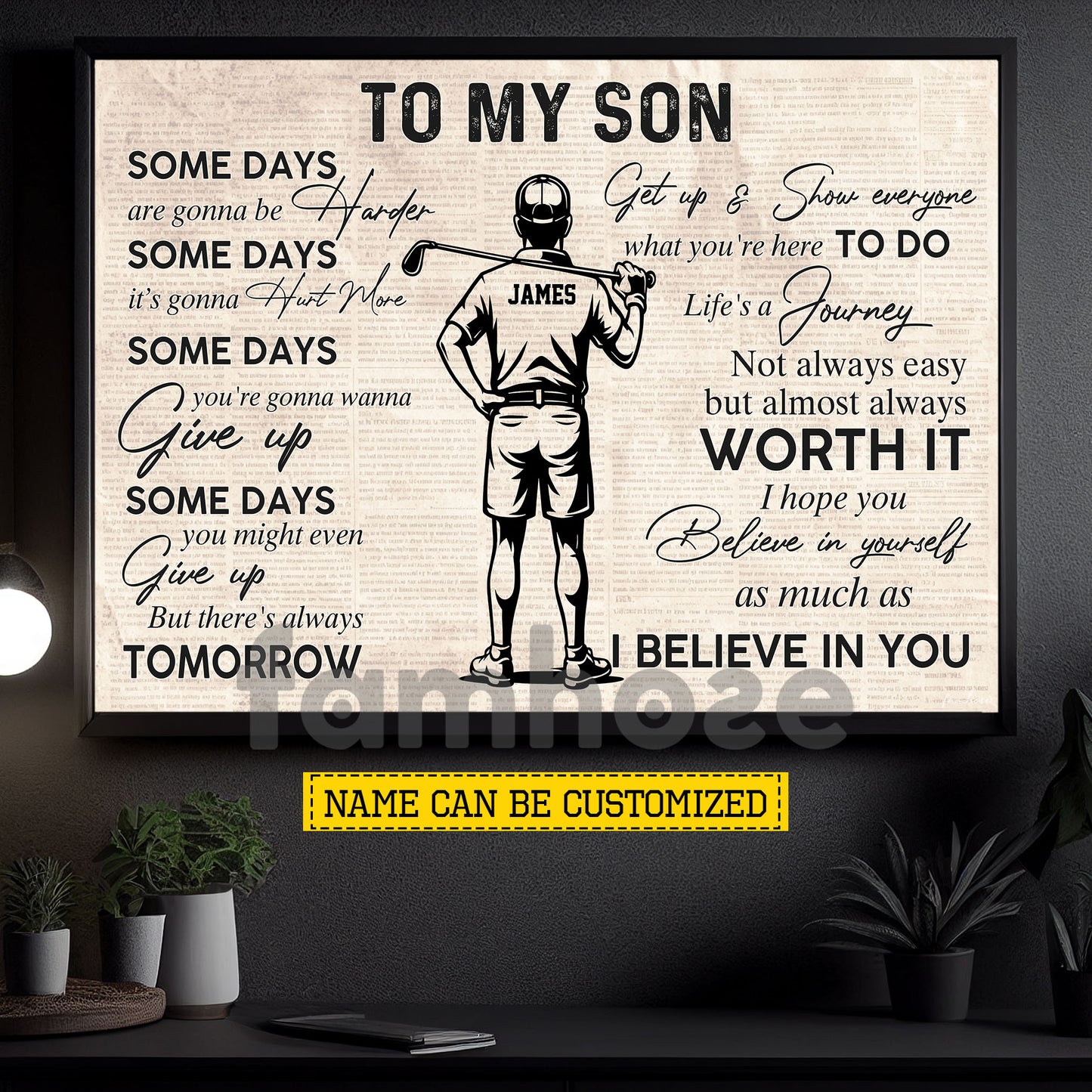Personalized Golf Canvas Painting, To My Son I Believe In You Sport Wall Art Decor, Poster Gift For Golf Lover