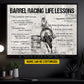 Personalized Motivational Barrel Racing Girl Canvas Painting, Barrel Racing Life Lessons, Inspirational Quote Wall Art Decor, Poster Gift For Horse Lovers
