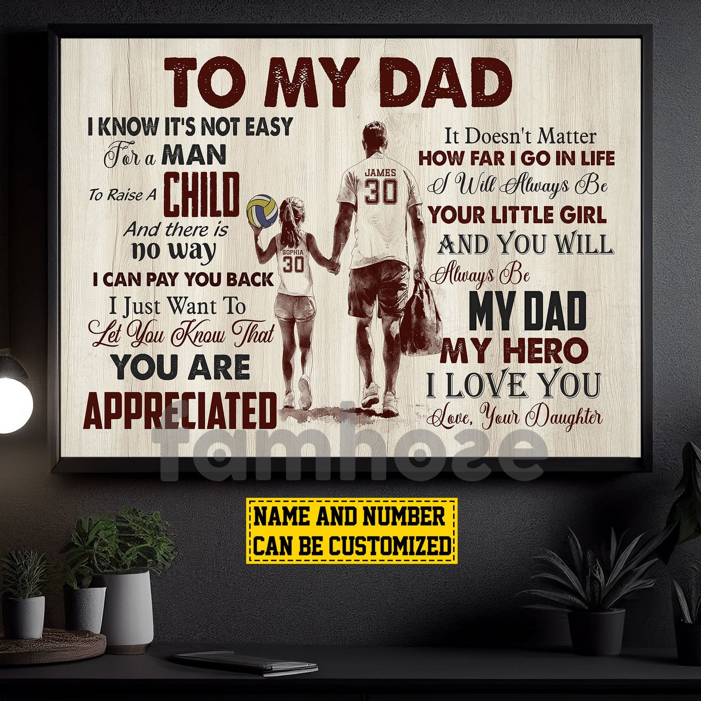 Personalized Volleyball Dad Girl Canvas Painting, To My Dad  I Know It's Not Easy Sport Wall Art Decor, Poster Gift For Volleyball Lovers