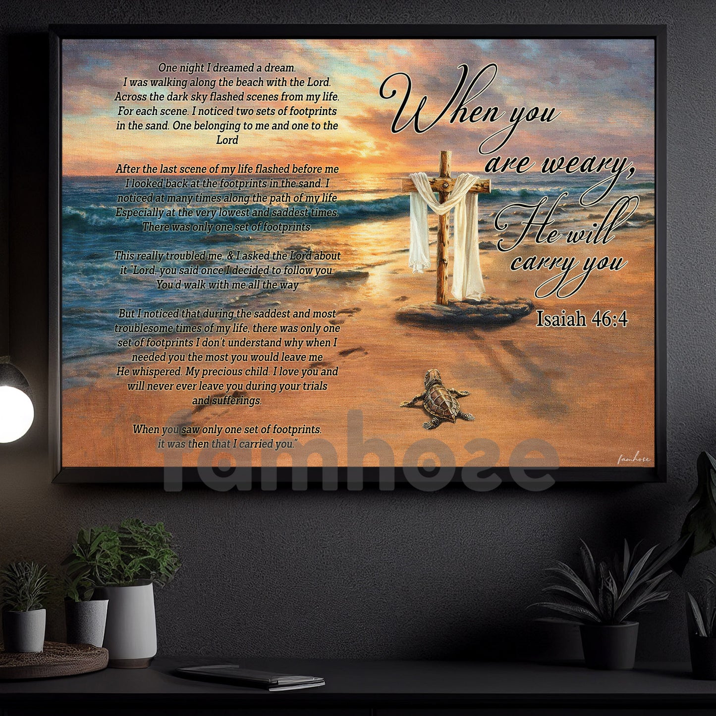 Jesus Quote Canvas Painting, When You Are Weary He Will Carry You Wall Art Decor, God Poster Gift For Christian