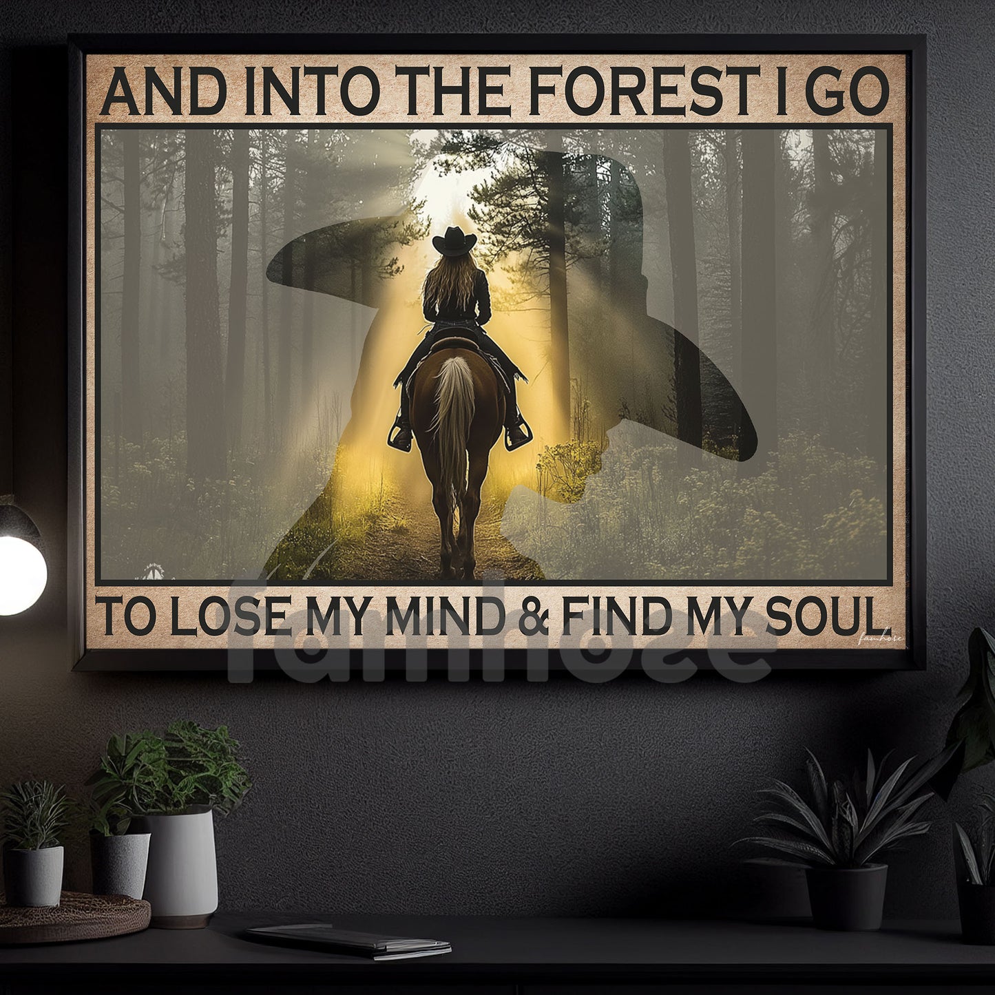 Cowgirl Canvas Painting, And Into The Forest I Go Wall Art Decor, Poster Gift For Cowgirl