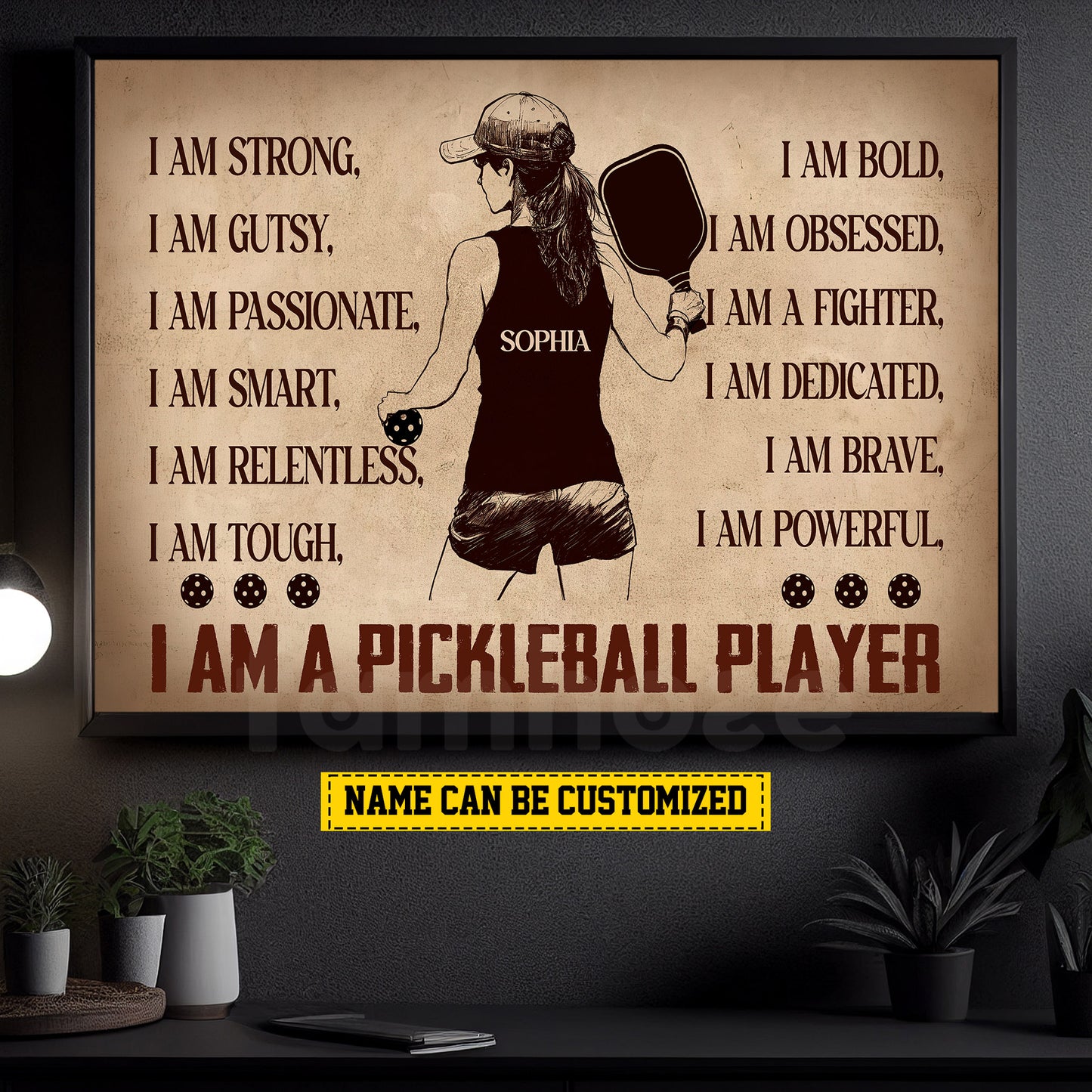 Personalized Pickleball Girl Canvas Painting, I Am A Pickleball Player Wall Art Decor, Poster Gift For Pickleball Lovers, Pickleball Players