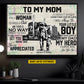 Personalized Mom Son Trucker Canvas Painting, To My Mom Trucker Wall Art Decor, Poster Gift For Mom From Truck Drivers