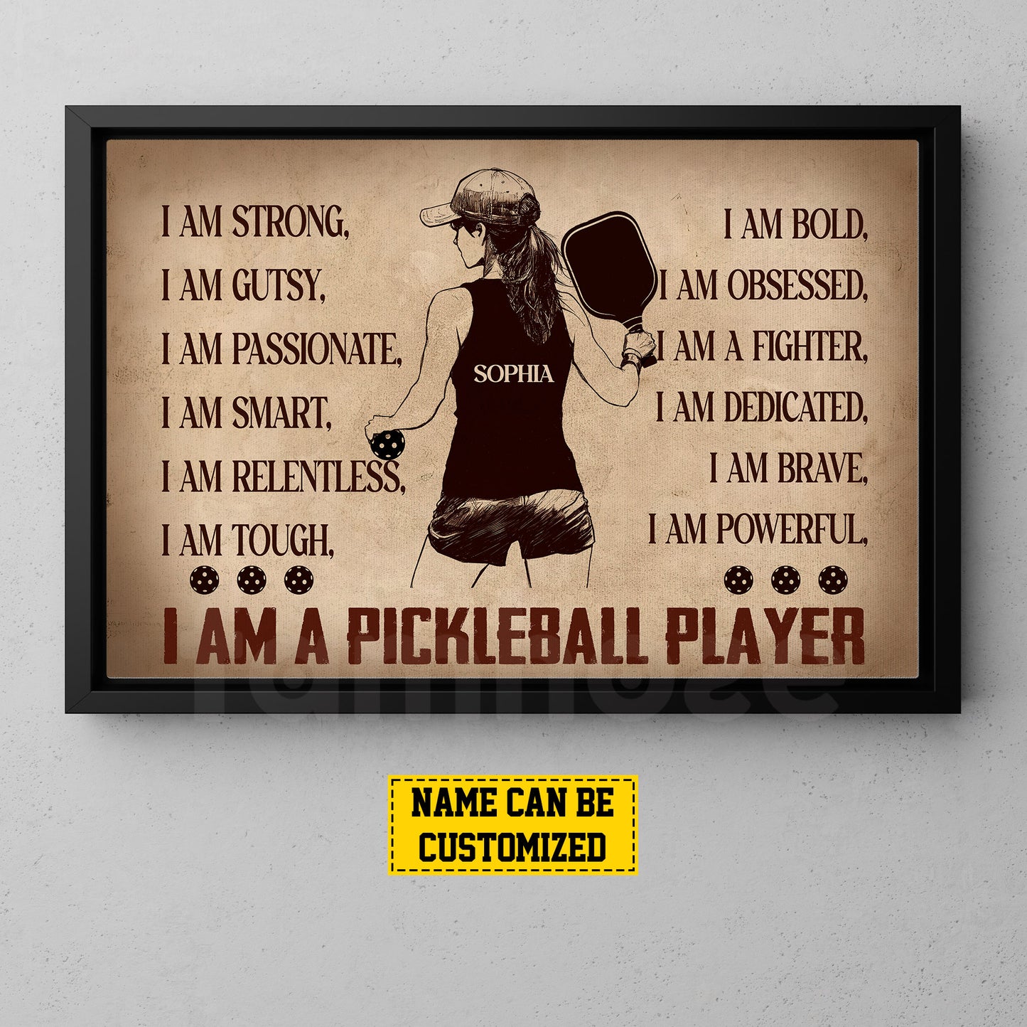 Personalized Pickleball Girl Canvas Painting, I Am A Pickleball Player Wall Art Decor, Poster Gift For Pickleball Lovers, Pickleball Players