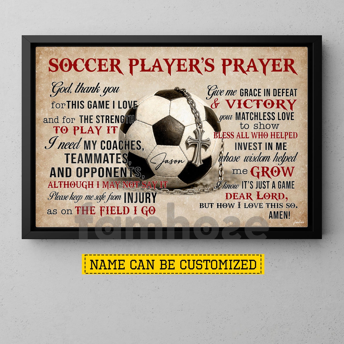 Personalized Soccer God Canvas Painting, Soccer Player's Prayer Sport Wall Art Decor, Poster Gift For Soccer Lover