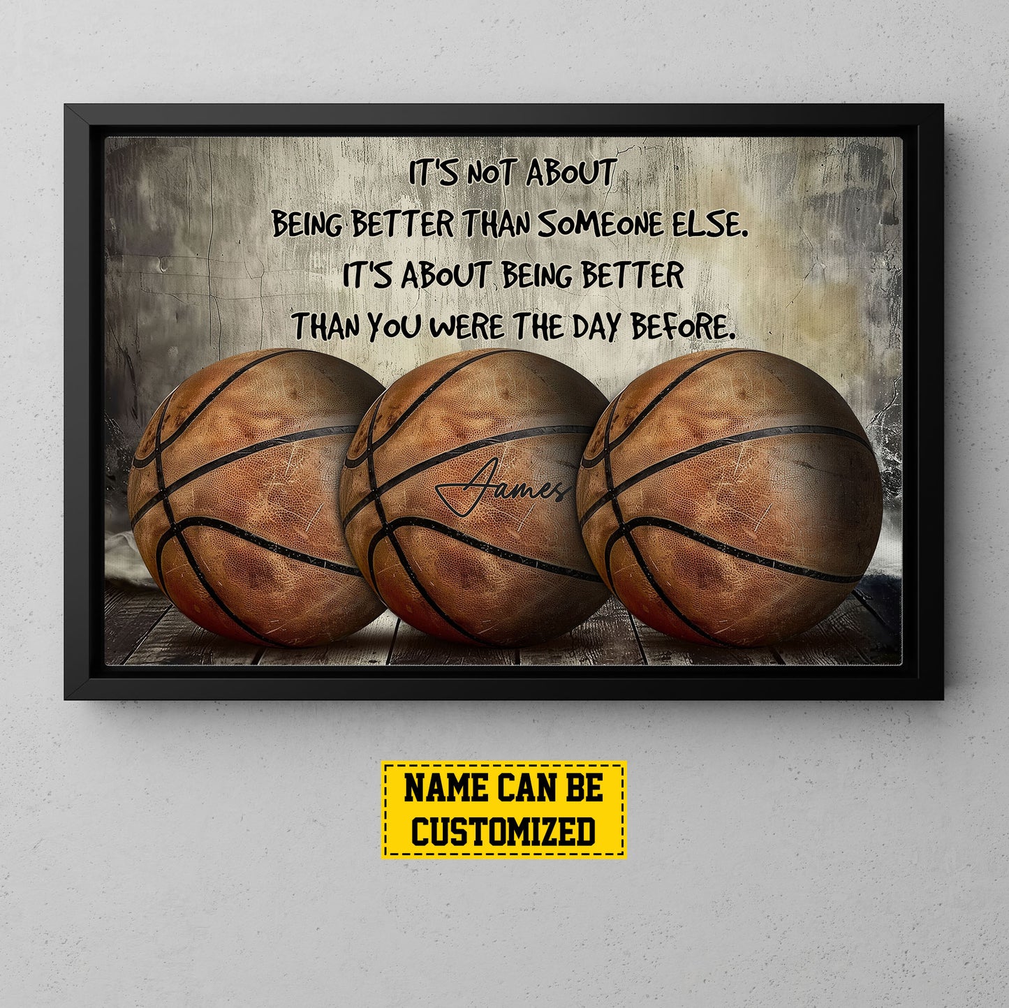 Personalized Basketball Canvas Painting, It's About Being Better Than, Sports Quotes Wall Art Decor, Poster Gift For Basketball Lovers, Basketball Players