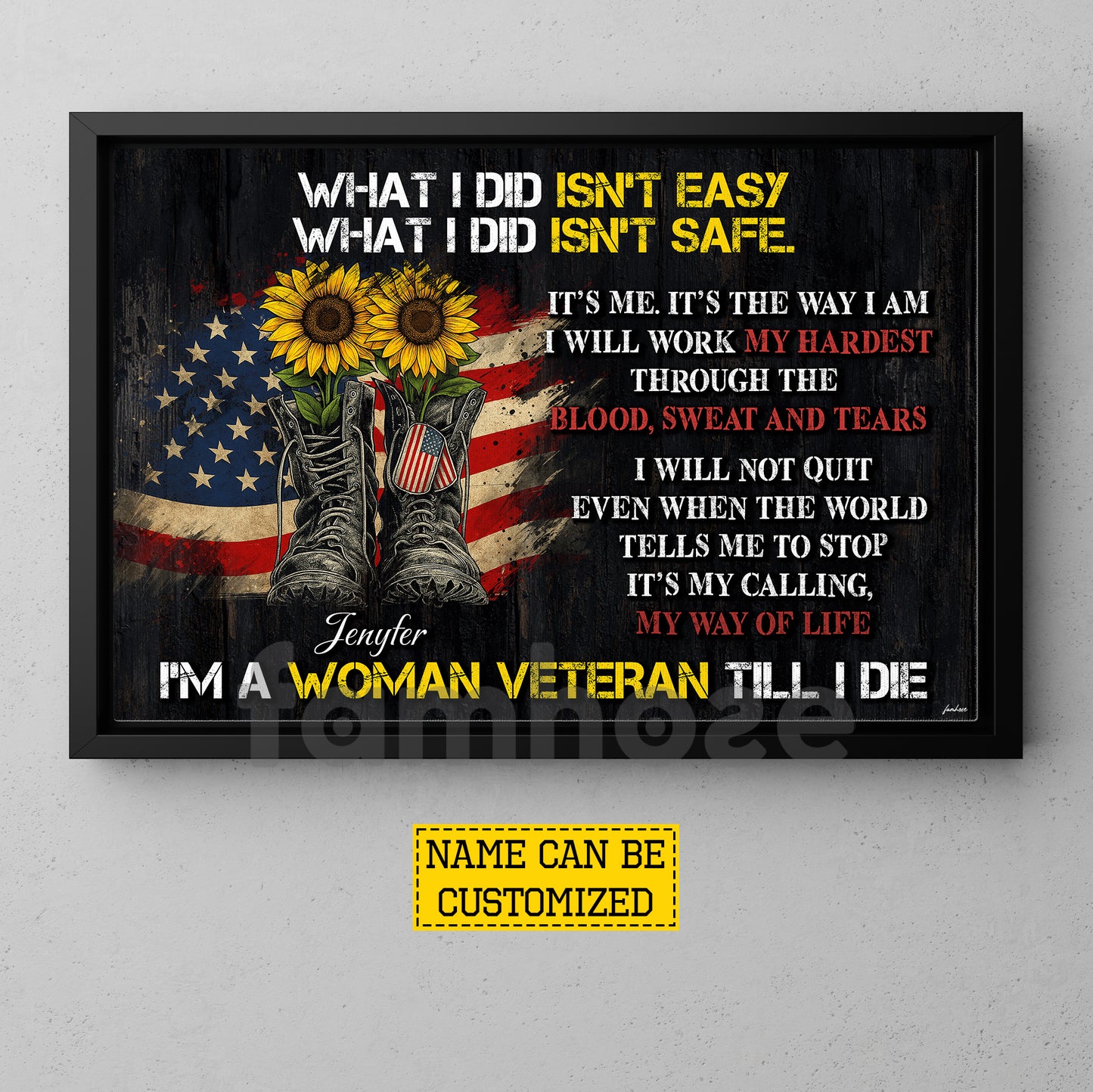 Personalized Women Veterans Canvas Painting, I'm A Woman Veteran Till I Die Wall Art Decor, Poster Gift For Former Soldiers
