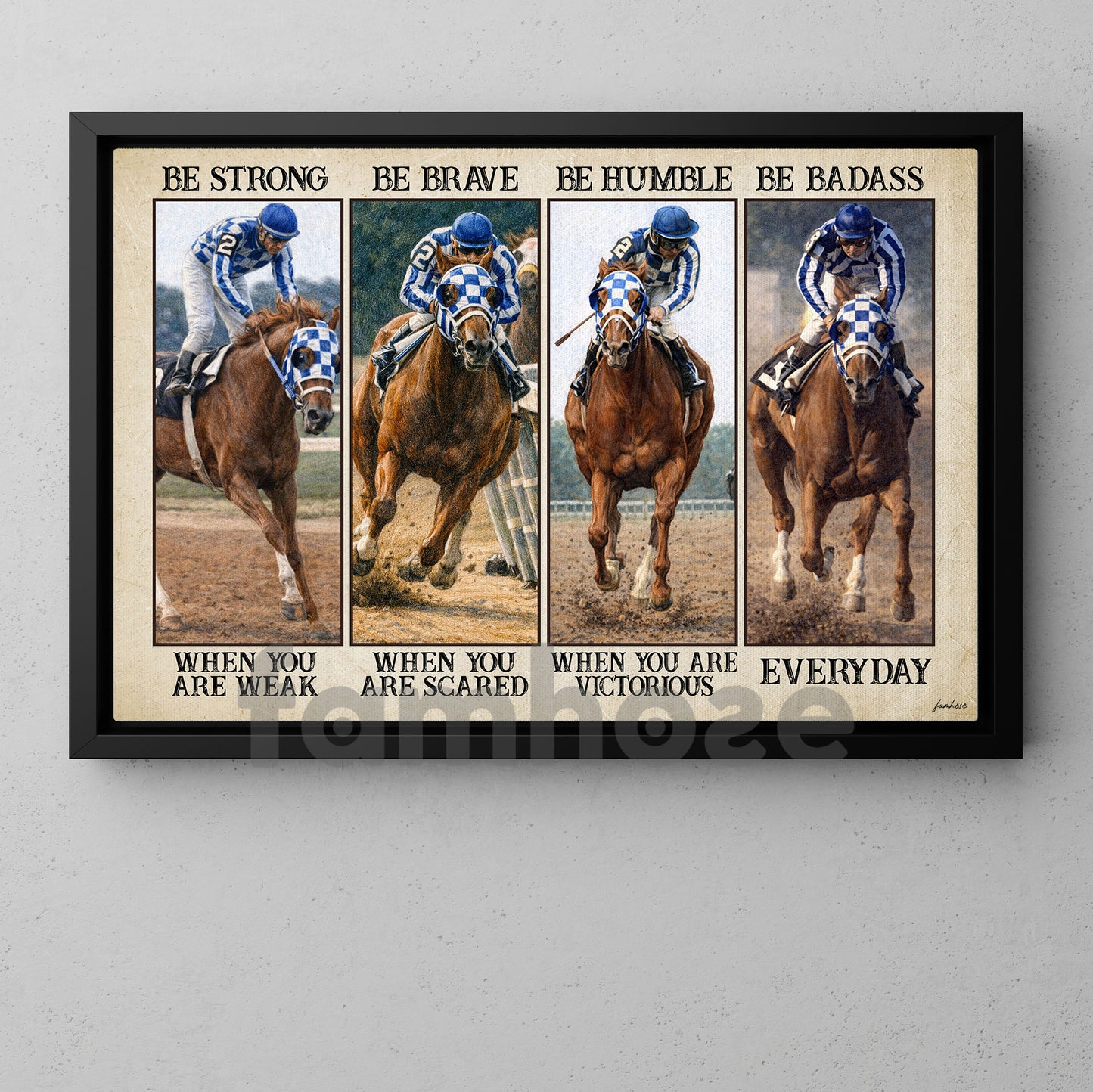 Secretariat Horse Canvas Painting, Be Strong Be Brave Be Humble Be Badass Wall Art Decor, Poster Gift For Horse Racing Lovers, Fan Of Kentucky Derby